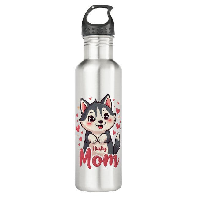 Husky Dog Mum Cute Kawaii Design 710 Ml Water Bottle (Front)