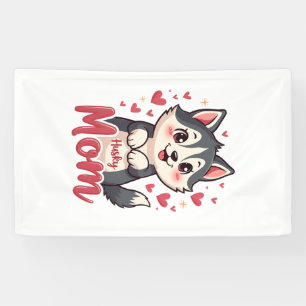 Husky Dog Mum Cute Kawaii Design Banner