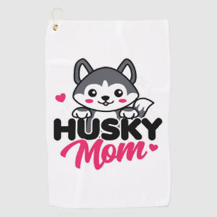 Husky Dog Mum Cute Kawaii Design Golf Towel