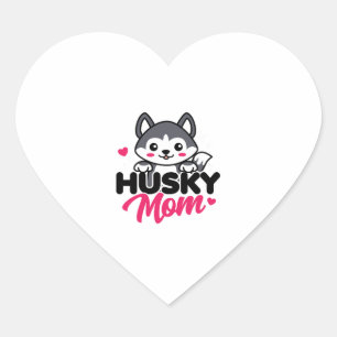 Husky Dog Mum Cute Kawaii Design Heart Sticker