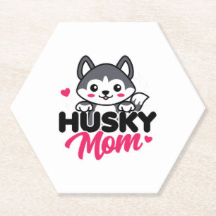 Husky Dog Mum Cute Kawaii Design Paper Coaster
