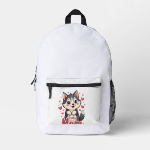 Husky Dog Mum Cute Kawaii Design Printed Backpack