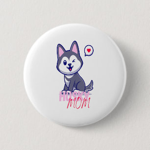 Husky Dog Mum Cute Kawaii Puppy  6 Cm Round Badge