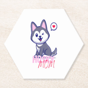 Husky Dog Mum Cute Kawaii Puppy Paper Coaster
