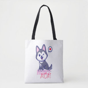 Husky Dog Mum Cute Kawaii Puppy  Tote Bag