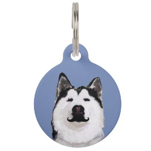 Husky dog Mustache Pet Tag