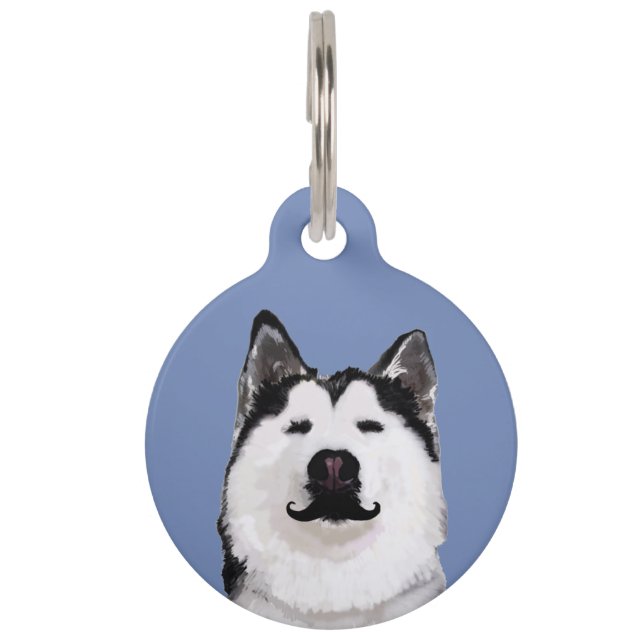 Husky dog  Mustache Pet Tag (Front)