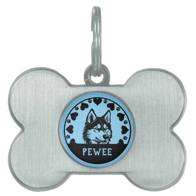 Husky Dog Pet Owner ID Tag (Front)