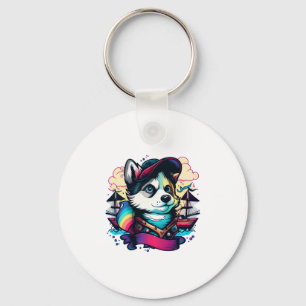 Husky Dog Pirate Key Ring
