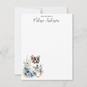 Husky Dog Puppy Watercolor Cute Personalised  Card