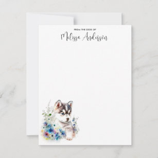 Husky Dog Puppy Watercolor Cute Personalised  Card