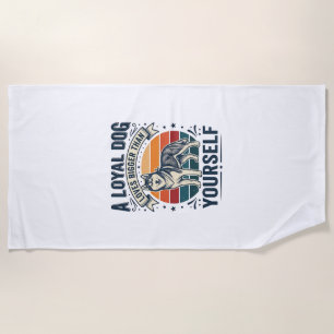 Husky Dog Quote Vintage Engraving Pet Lover Design Beach Towel