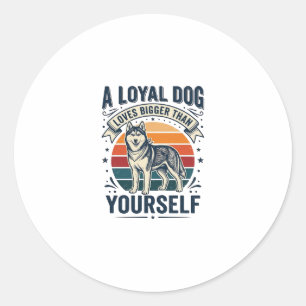 Husky Dog Quote Vintage Engraving Pet Lover Design Classic Round Sticker