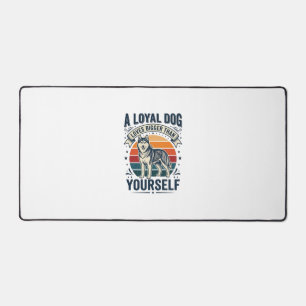 Husky Dog Quote Vintage Engraving Pet Lover Design Desk Mat