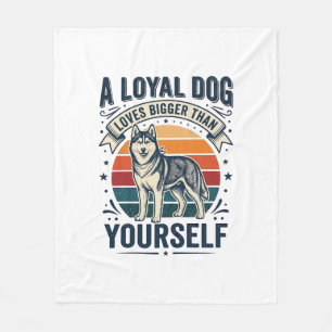 Husky Dog Quote Vintage Engraving Pet Lover Design Fleece Blanket