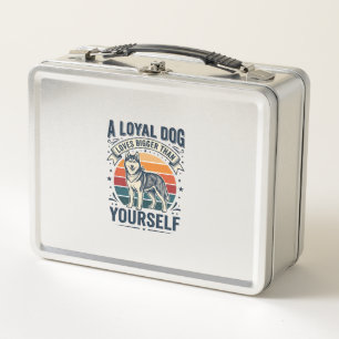 Husky Dog Quote Vintage Engraving Pet Lover Design Metal Lunch Box