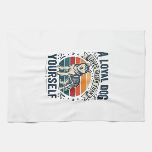 Husky Dog Quote Vintage Engraving Pet Lover Design Tea Towel