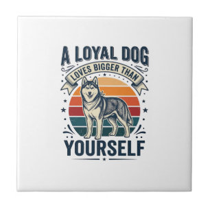 Husky Dog Quote Vintage Engraving Pet Lover Design Tile