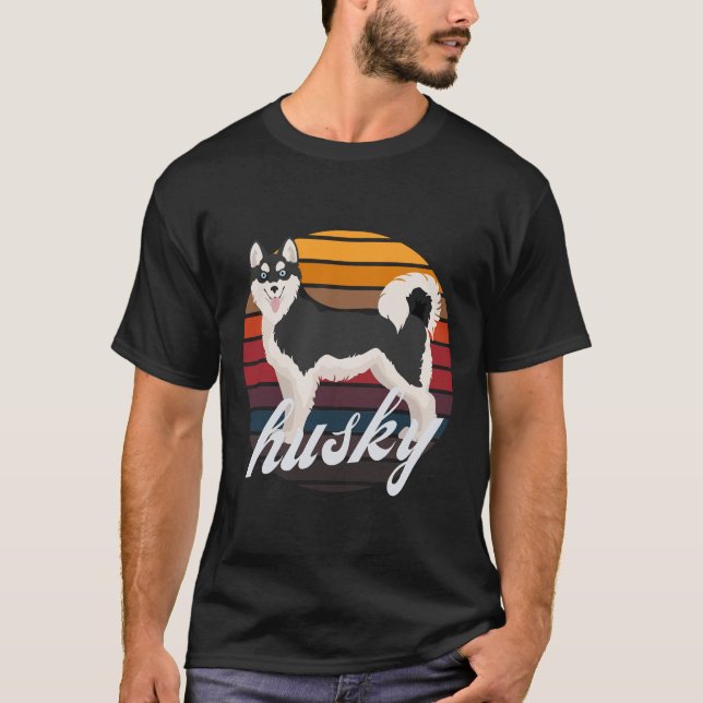Husky Dog Retro T-Shirt (Front)