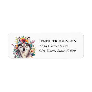 Husky Dog Return Address Labels
