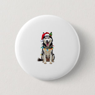 Husky Dog Santa Hat Christmas Tree Xmas Gifts For 6 Cm Round Badge