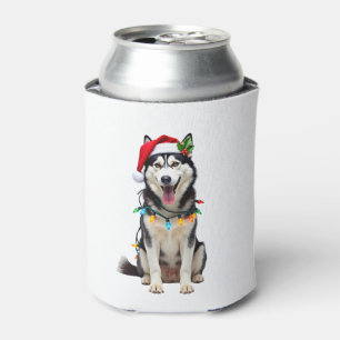 Husky Dog Santa Hat Christmas Tree Xmas Gifts For  Can Cooler