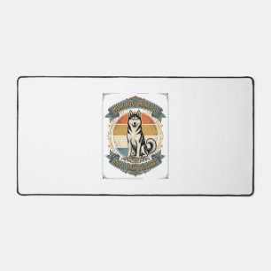 Husky Dog Shirt Vintage Engraving One More Dog Des Desk Mat