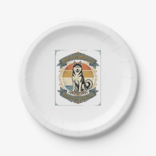 Husky Dog Shirt Vintage Engraving One More Dog Des Paper Plate