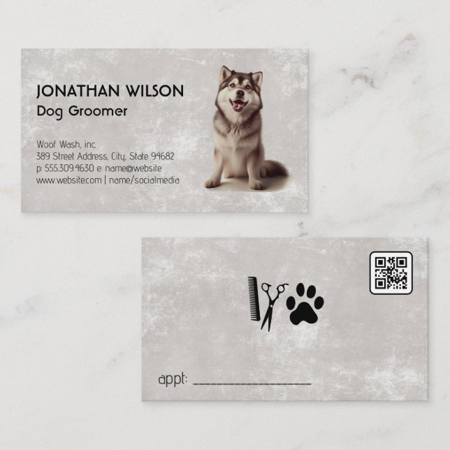 Husky Dog Sitting | Animal Care Business Card (Front/Back)