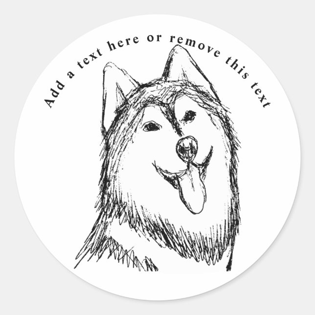 Husky Dog Sketch Classic Round Sticker (Front)