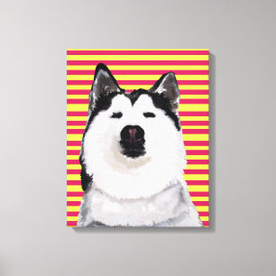 Husky Dog Stripes Single Wall Art