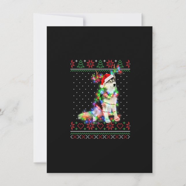 Husky Dog Ugly Sweater Christmas Puppy Dog Lover P Invitation (Front)