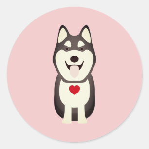 Husky Dog Valentine, Valentine's Day Husky Classic Round Sticker