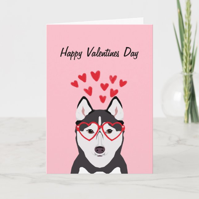 Husky Dog Valentines Love Card (Front)