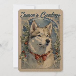 Husky Dog Vintage Holiday Card