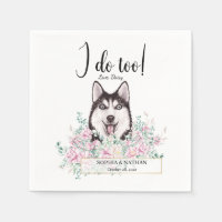 Husky Dog Wedding Cocktail Napkins