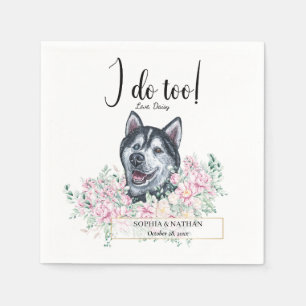 Husky Dog Wedding Cocktail Napkins