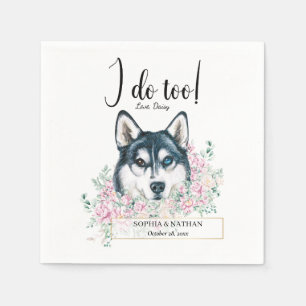 Husky Dog Wedding Cocktail Napkins