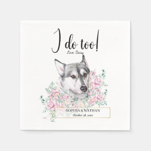 Husky Dog Wedding Cocktail Napkins