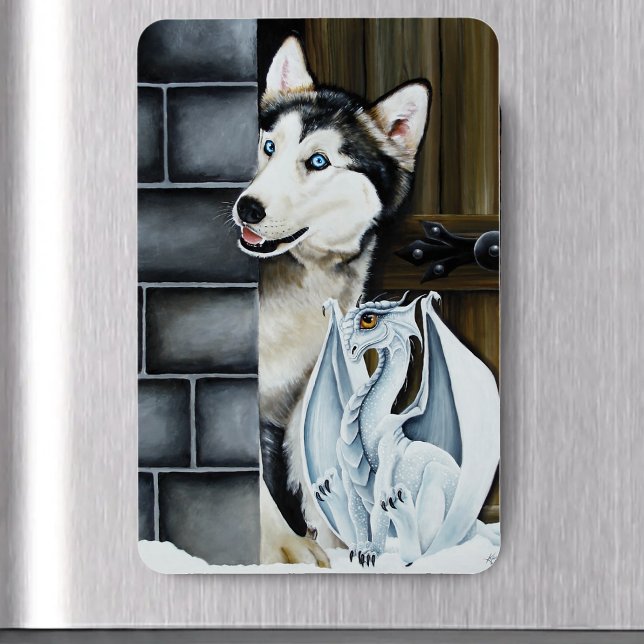 Husky Dog White Dragon Adventure Magnet (Creator Uploaded)