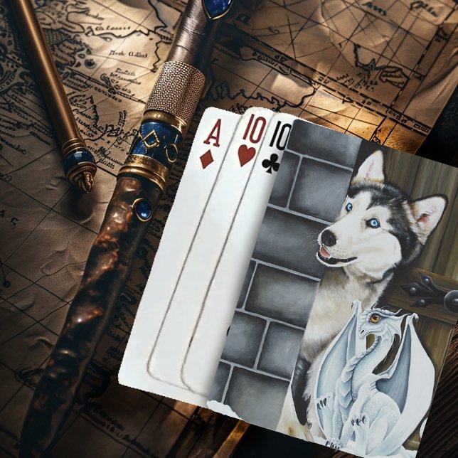 Husky Dog White Dragon Adventure Playing Cards (Creator Uploaded)