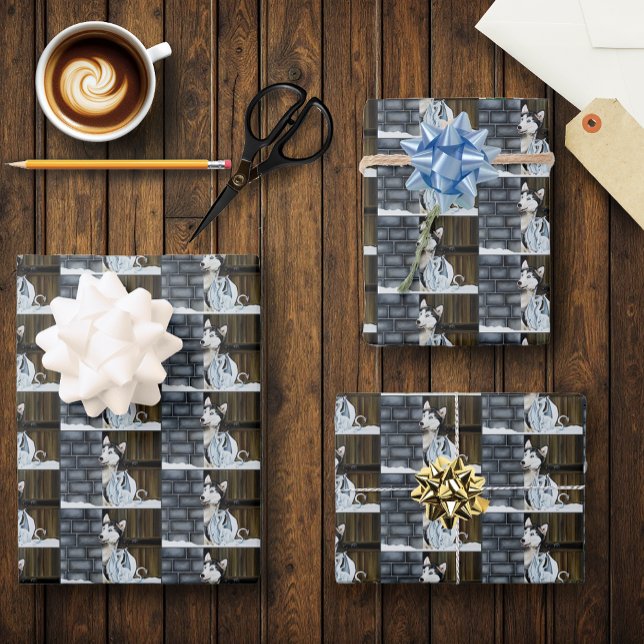 Husky Dog White Dragon Adventure  Wrapping Paper Sheet (Creator Uploaded)