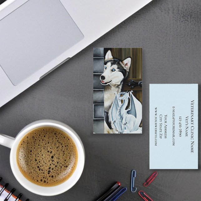 Husky Dog White Dragon Adventures  Business Card (Creator Uploaded)
