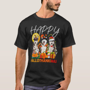 Husky Dogs Halloween Thanksgiving Christmas Hallot T-Shirt