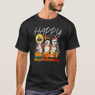 Husky Dogs Halloween Thanksgiving Christmas Hallot T-Shirt
