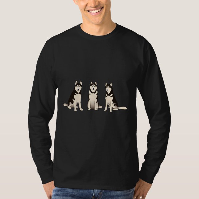 Husky Dogs On Blue T-Shirt (Front)