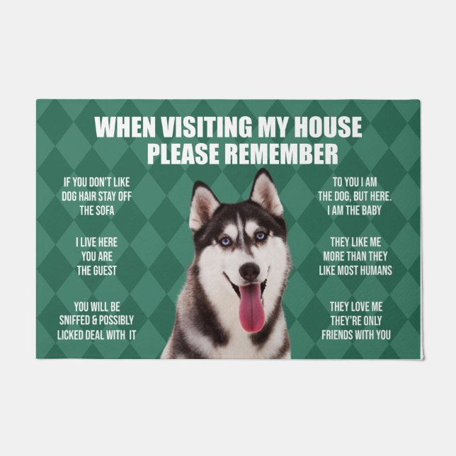 Husky Doormat, Husky Welcome Mat, Husky Lover Doormat (Front)