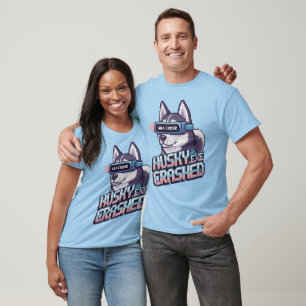 Husky.exe Crashed – Funny Pixel Art Cyberpunk Dog T-Shirt