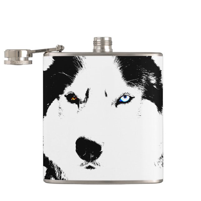 Husky Flask Custom Siberian Husky Drink Flask (Opened)