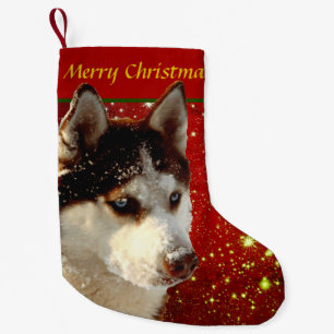 Husky Frohe Christmas Red Gold Christmas strumpt Small Christmas Stocking